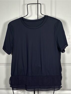 Lululemon Navy Short Sleeve Layered Hem Top
